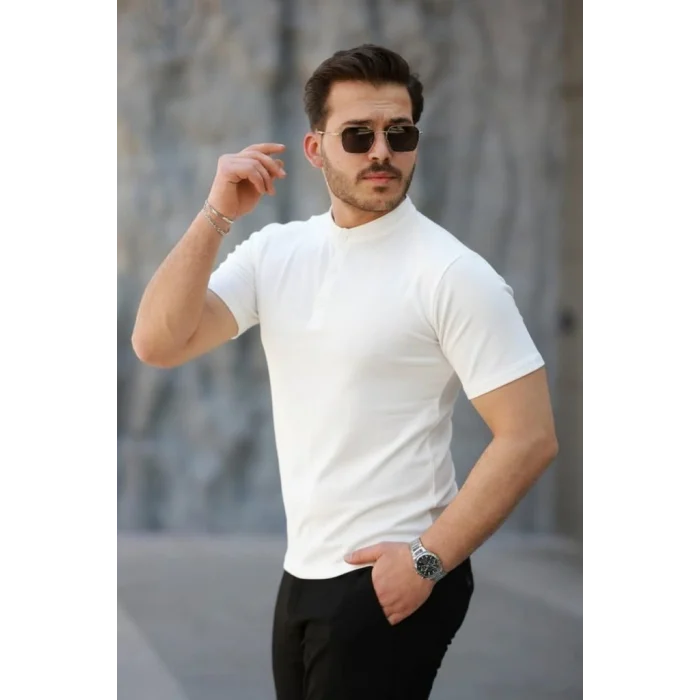 Erkek Kısa Kollu Hakim Yaka önü Düğmeli Viskon Bluz