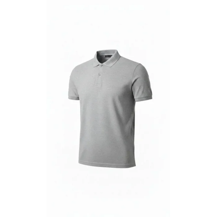 Erkek Pike Kumaş Düğmeli Yaka Regular Fit Günlük Kısa Kol Tişört T-shirt - Gri