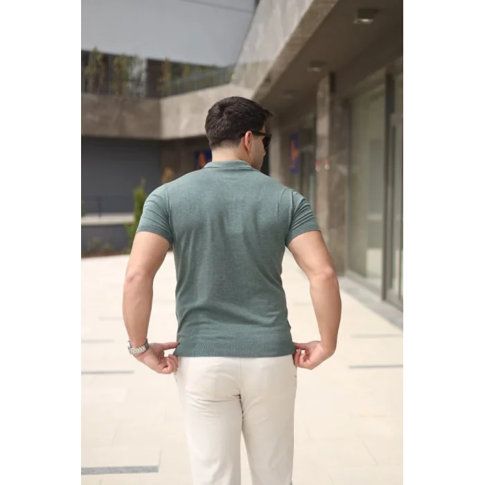 Erkek Polo Yaka Fermuar Detaylı Tişört