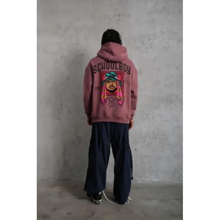 Erkek SCHOOL BOY Baskılı Kapüşonlu Sweat - Gül Kurusu