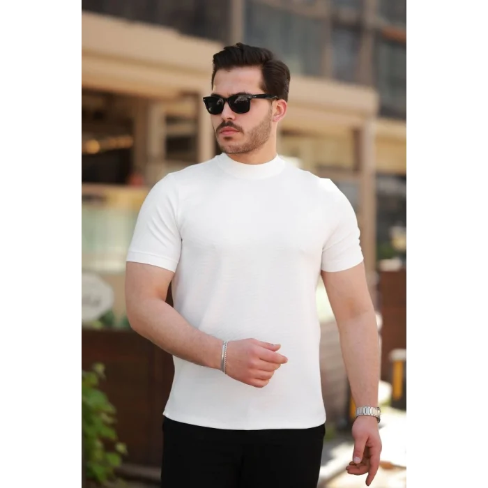 Erkek Yarım Balıkçı Yaka Kısa Kollu T-shirt