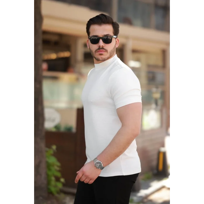 Erkek Yarım Balıkçı Yaka Kısa Kollu T-shirt