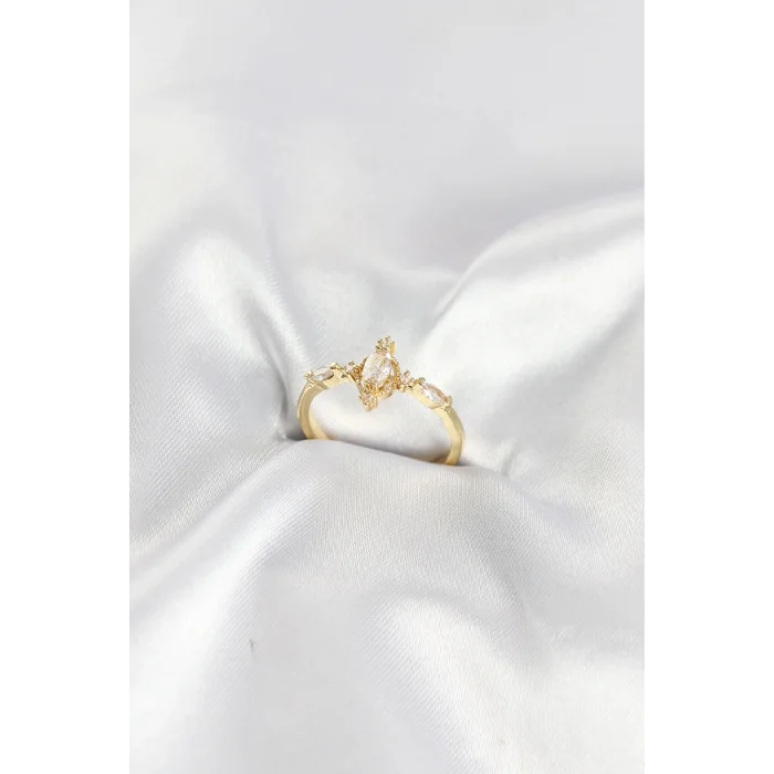 Gold Renk Vintage Model Zirkon Taşlı Yüzük TJ-BYK4187