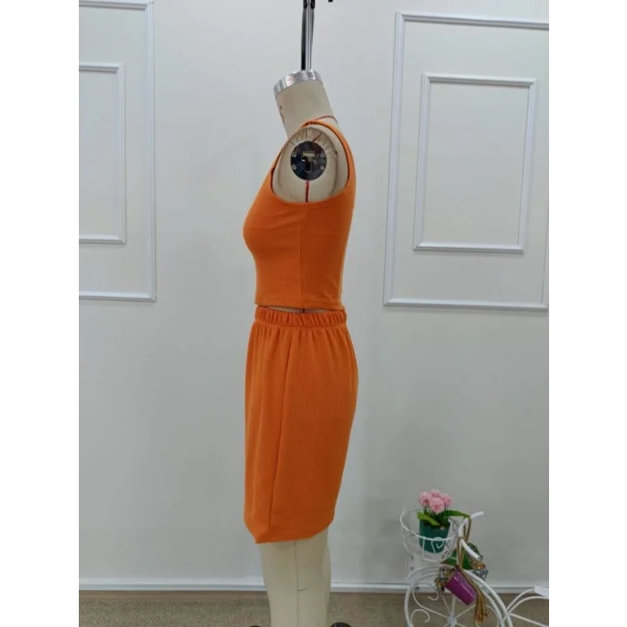 Kadın Askılı Yuvarlak Yakalı Burgu Krop Ve Bluz Short Ikili Takım