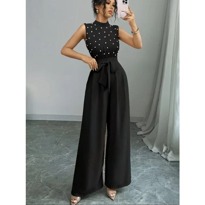 Kadın Balıkçı Yaka Kolsuz Incili Beli Kuşaklı Uzun Janjan Tulum