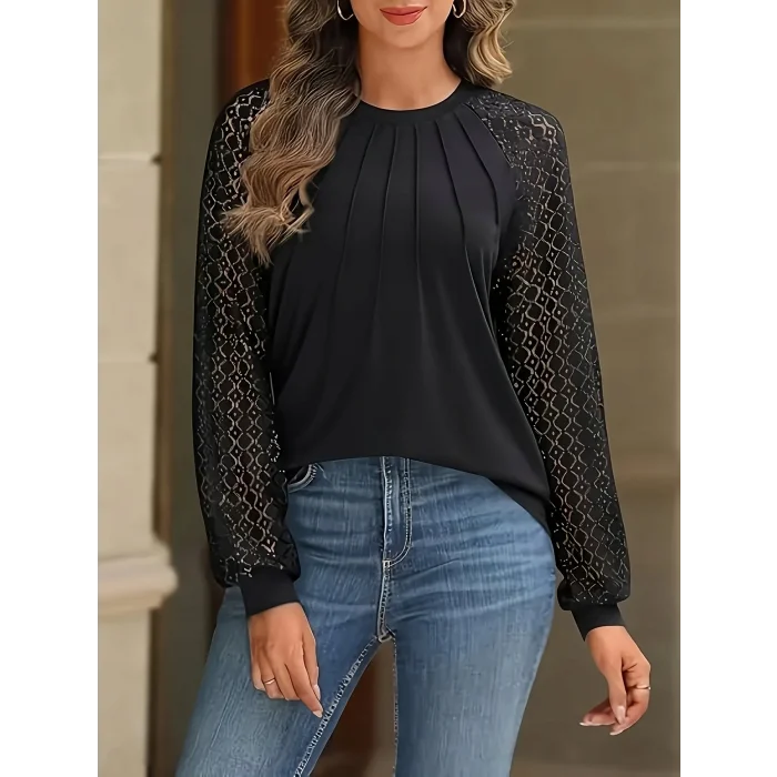Kadın Uzun Kollu Yarı Balıkçı Yaka önü Nervürlü Viskon Iki Iplik Bluz
