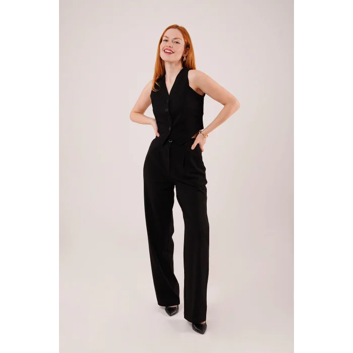 Premium Model Oturtmalı Siyah Pantolon