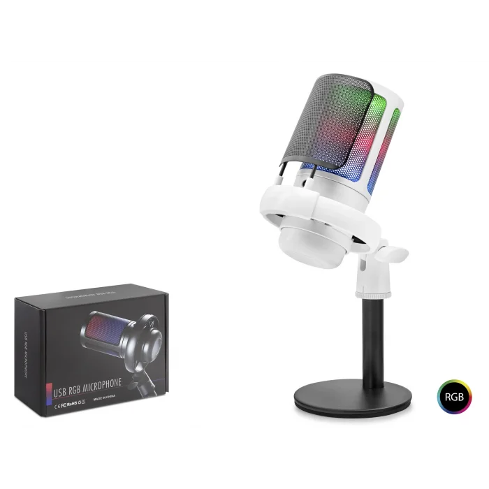 Profesyonel Mikser Kontrollü Rgb Mikrofon 24 Bit Çinko Alaşım Gövde Type-C - Beyaz ME6SW