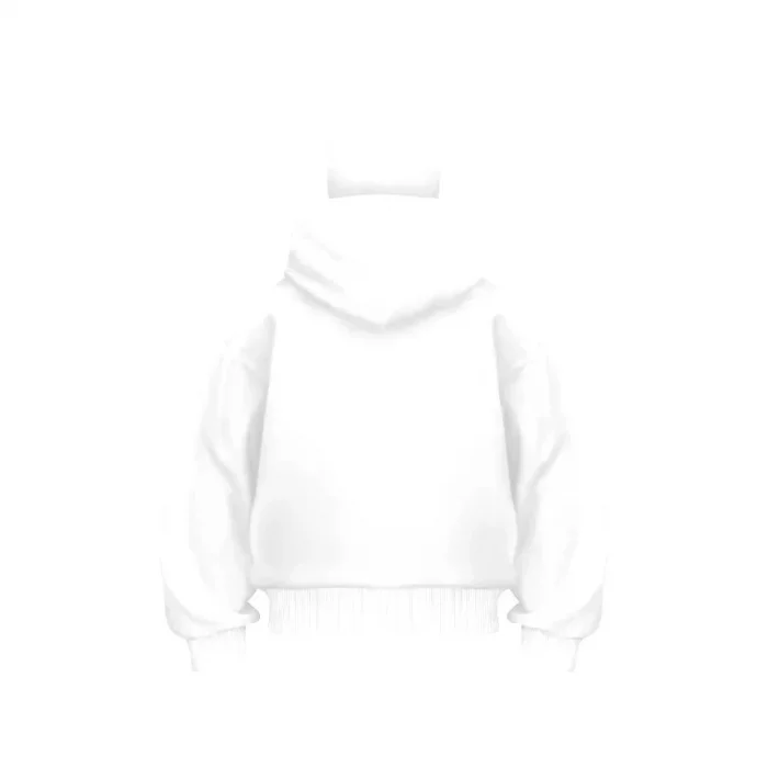 Samuray Ninja Çift Kapşonlu ZIP Fermuarlı Kanguru Çepli Tam Fermuarlı Hoodie Swetshirt - Beyaz