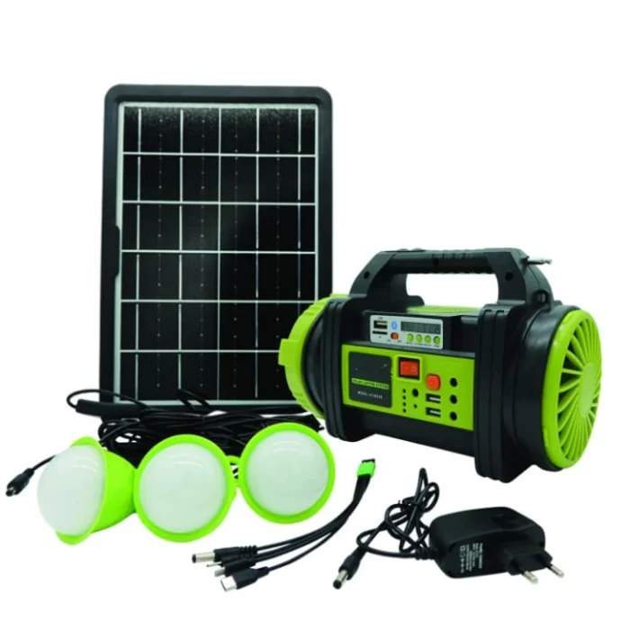 Şarjlı 30 W Solar Şarjlı Ev Aydınlatma Seti Radyo Ve Fan Powebank WS-5683