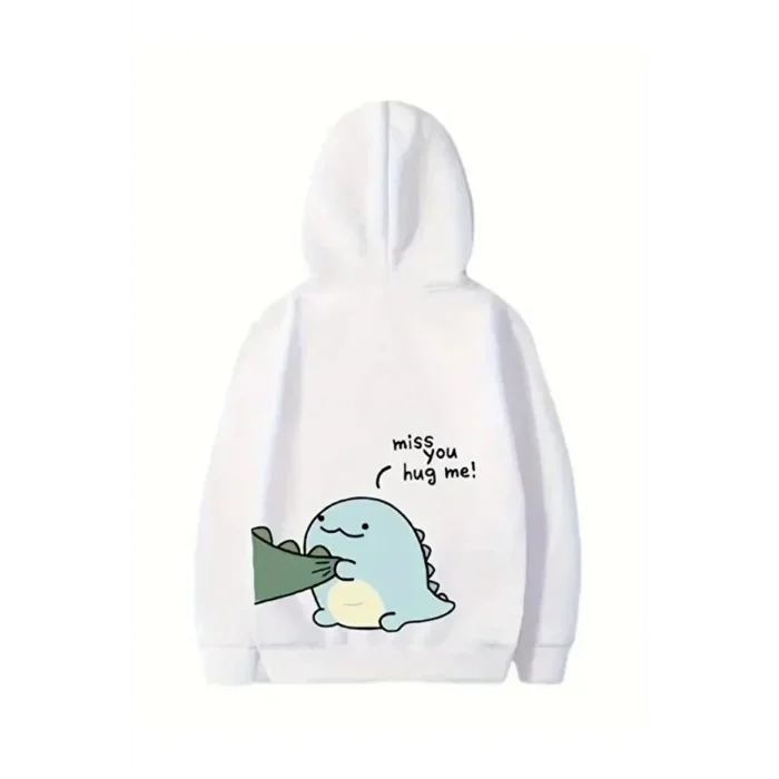 Sevgililer Günü Özel Unisex Kapüşonlu Baskılı Oversize Sweatshirt - Beyaz