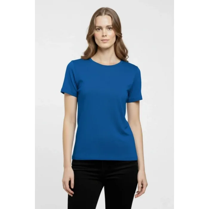 T-Shirt Bisiklet Yaka Slim Fit Likralı Tişört Günlük Basic Body - İndigo