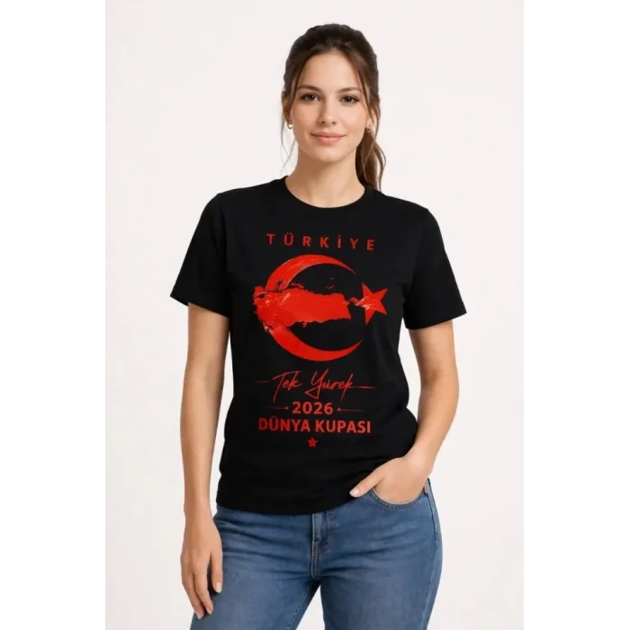TÜRKİYE Ay Yıldız 2026 Dünya Kupasi Taraftar Forma T-Shirt - Siyah