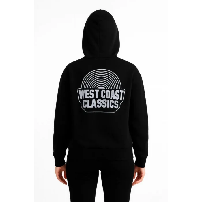 Üç İplik Kapüşonlu Ön Ve Arka Baskılı SweatShirt Hoodie - Siyah