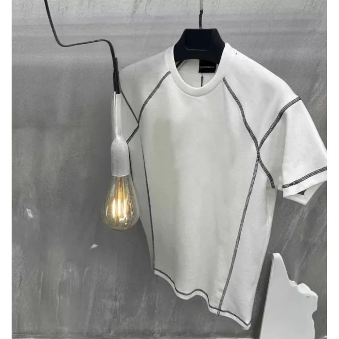 Unisex Karoyaka Dikişli Oversize T-Shirt - Beyaz