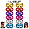 12li Metalik Venedik Toptan Parti Maskesi Seti – 6 Renk Karışık
