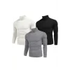 3 Adet Unisex Kaşkorse Boğazlı Full Likralı Fitilli Body Kazak
