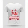 30 Ağustos Zafer Bayramı Baskılı Oversize Bisiklet Yaka T-shirt - Beyaz