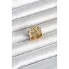 316L Çelik Gold Renk Geometrik Model Kadın Yüzük - TJ-BYK4176