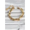 316L Çelik Gold Renk Kalın Zincirli Kadın Bileklik - TJ-BB8391