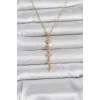 316L Çelik Gold Renk Kutup Yıldızı Y Model Zirkon Taşlı Kadın Kolye - TJ-BKO11049
