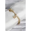316L Çelik Gold Renk ve Dorikalı Kadın Bileklik - TJ-BB8385