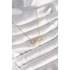 316L Çelik Gold Renk Zincir Zirkon Taşlı Sonsuzluk Model Kadın Kolye - TJ-BKO8410