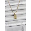 316L Çelik Zincir Gold Renk Külçe Altın Model Kadın Kolye - TJ-BKO11042