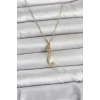 316L Çelik Zincir Gold Renk Zirkon Taşlı Deniz Kızı Model Kadın Kolye - TJ-BKO11024