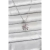 316L Çelik Zincir Gümüş Renk Pembe Papatya Model Kadın Kolye - TJ-BKO11031