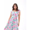 5370 ELBİSE-PEMBE GÜL DESEN