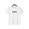 Anneler Gününe Özel Tasarım Mom Çiçek Baskılı T-shirt - Beyaz