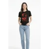 Atatürk Baskılı Tişört Kısa Kollu Bisiklet Yaka  T-Shirt - Siyah