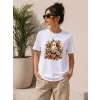 Balkabağı Hayalet Baskılı Tişört Kısa Kol Yazlık T-Shirt - Beyaz