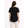 Basic T-Shirt Kısa Kol Bisiklet Yaka Oval Kesim Tişört - Siyah