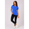 Basic Tişört Bisiklet Yaka Kısa Kol Günlük Yazlık Slim Fit T-Shirt - Mavi