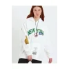 Baskılı Kapüşonlu Sweatshirt - Beyaz
