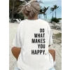 Baskılı Oversize Bisiklet Yaka T-shirt - Beyaz