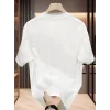 Baskılı Oversize Bisiklet Yaka T-shirt - Beyaz