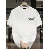 Baskılı Oversize Bisiklet Yaka T-shirt - Beyaz