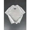 Baskılı Oversize Bisiklet Yaka T-shirt - Beyaz
