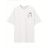 Baskılı Oversize Bisiklet Yaka T-shirt - Beyaz