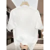 Baskılı Oversize Bisiklet Yaka T-shirt - Beyaz