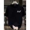 Baskılı Oversize Bisiklet Yaka T-shirt - Siyah