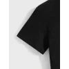 Baskılı Oversize Bisiklet Yaka T-shirt - Siyah