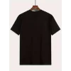 Baskılı Oversize Bisiklet Yaka T-shirt - Siyah