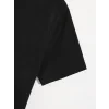 Baskılı Oversize Bisiklet Yaka T-shirt - Siyah