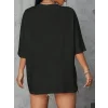 Baskılı Oversize Bisiklet Yaka T-shirt - Siyah
