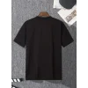 Baskılı Oversize Bisiklet Yaka T-shirt - Siyah