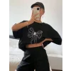 Baskılı Oversize T-shirt - Siyah